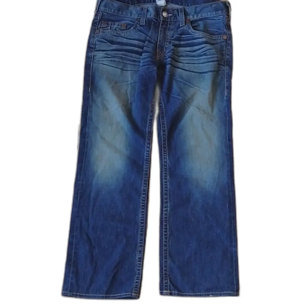 True Religion Blue Bobby Medium Wash Y2K Denim Baggy Jeans Size 38